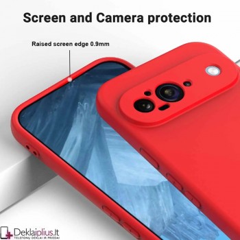 Liquid Air silikoninis raudonas dėklas - su kameros apsauga (Google Pixel 9)